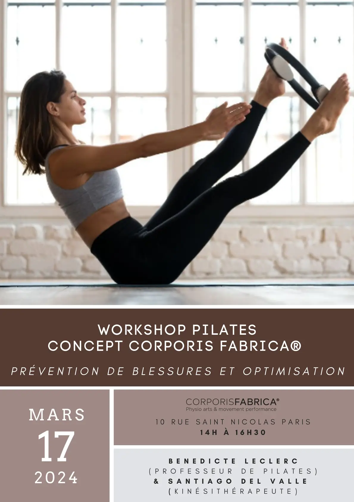 Affiche workshop Pilates Corporis Fabrica